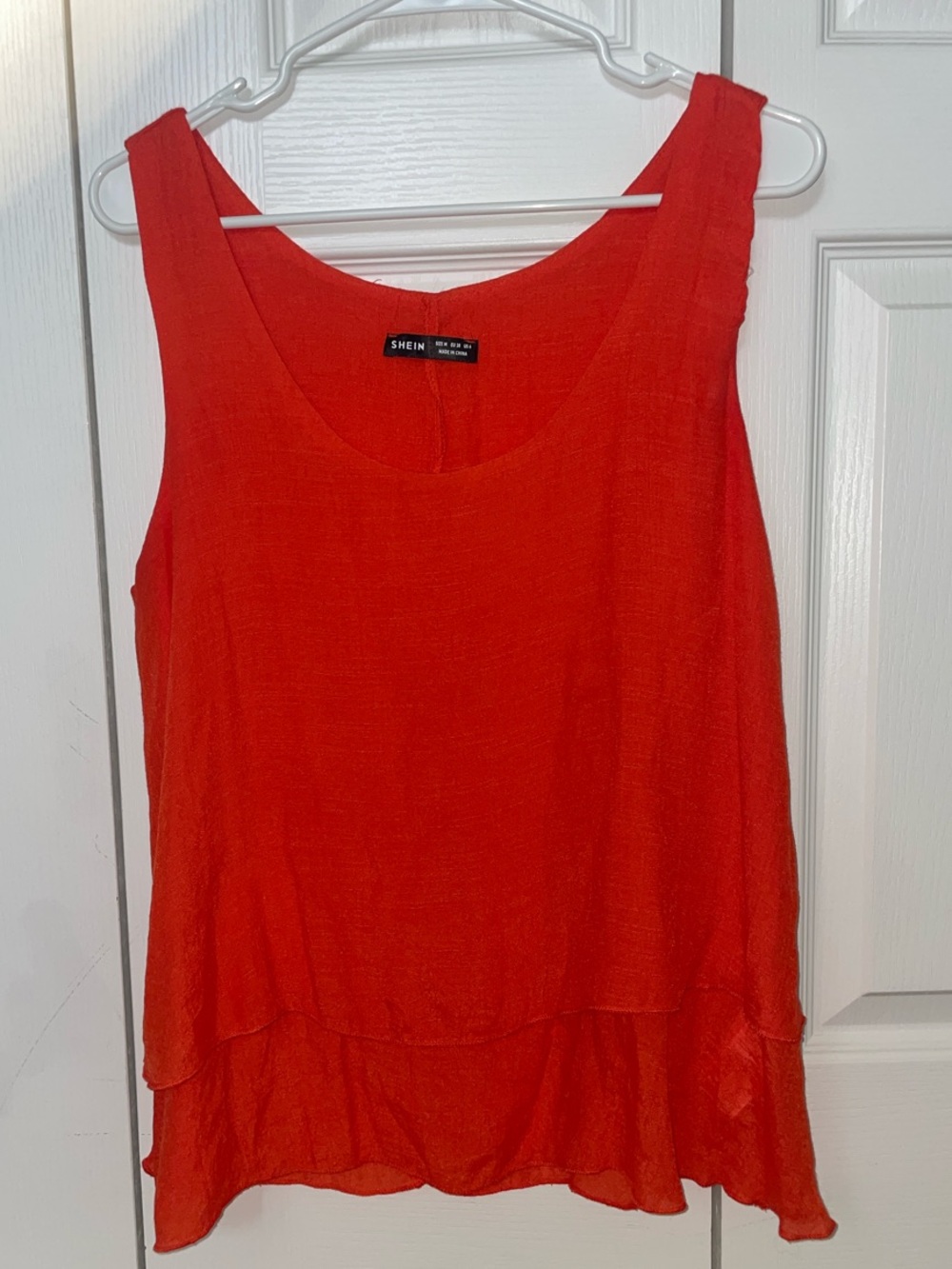 SHEIN Bright Orange Layered Hem Sleeveless Tank